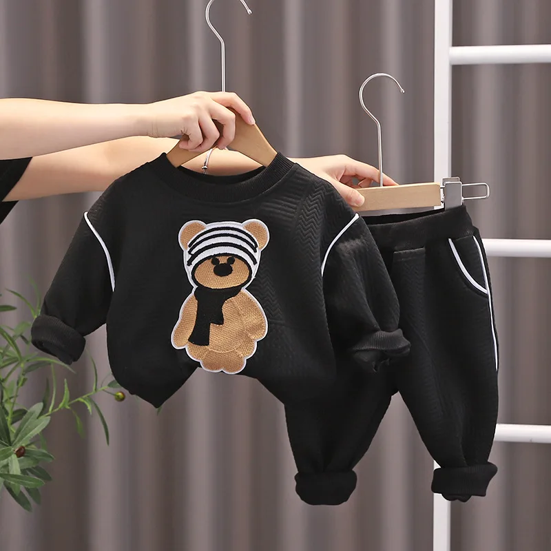 2 шт., детский хлопковый спортивный костюм для мальчиков, с мультяшным медведем