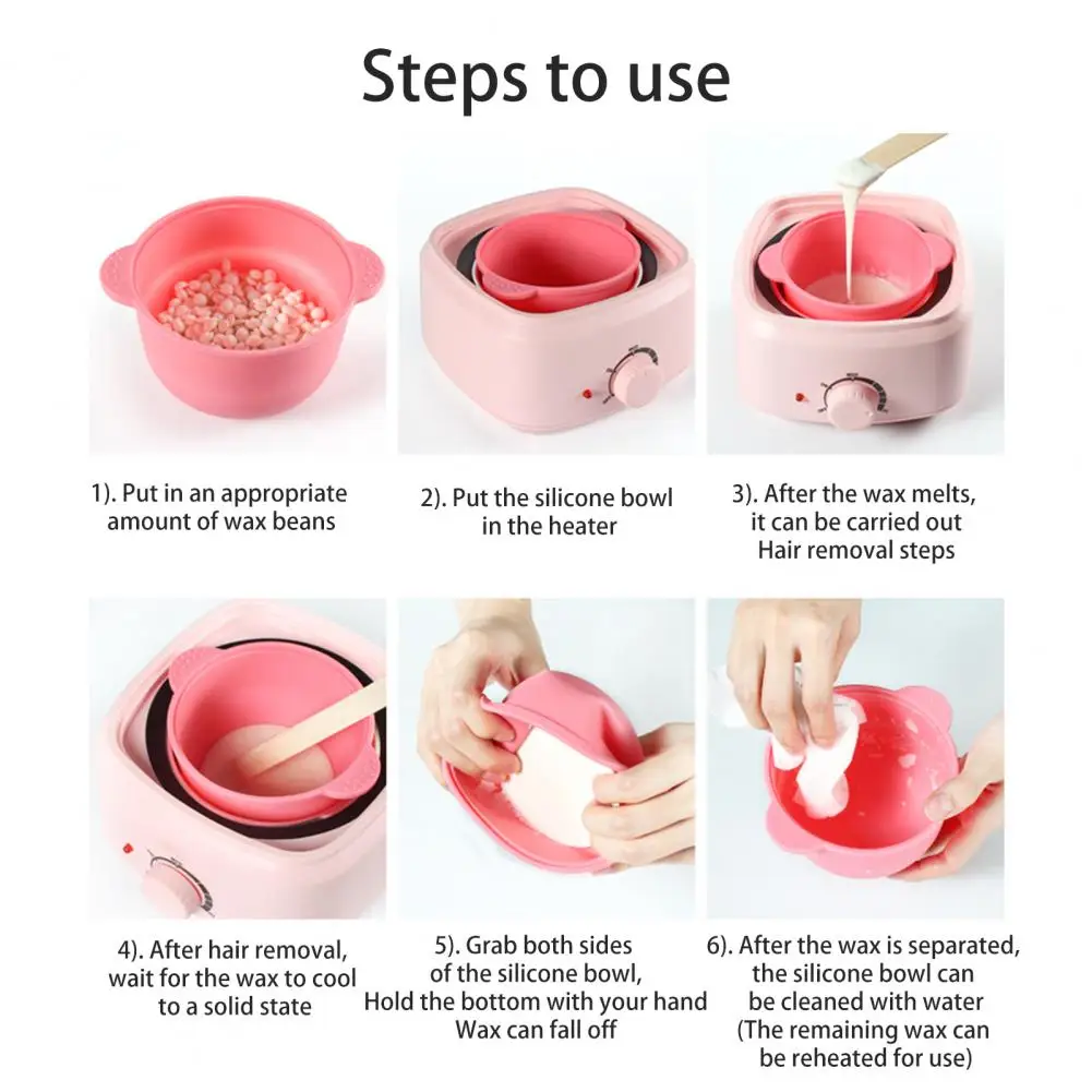 Silicone Wax Warmer Liner with Handle Non-stick Wax Pot Bowl Hair Removal Melt Heater Heating Machine Container Replacement