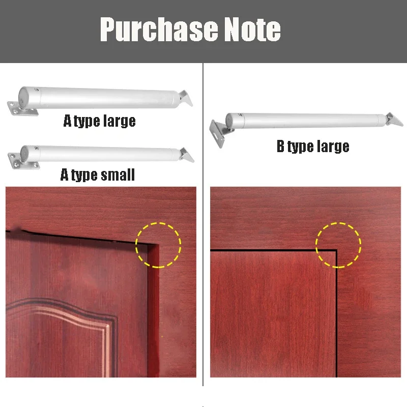 Automatic Door Closer 60kg Soft Closure Adjustable Gas Spring 110 Degree Positioning Stop Door Hardware Aluminum Alloy