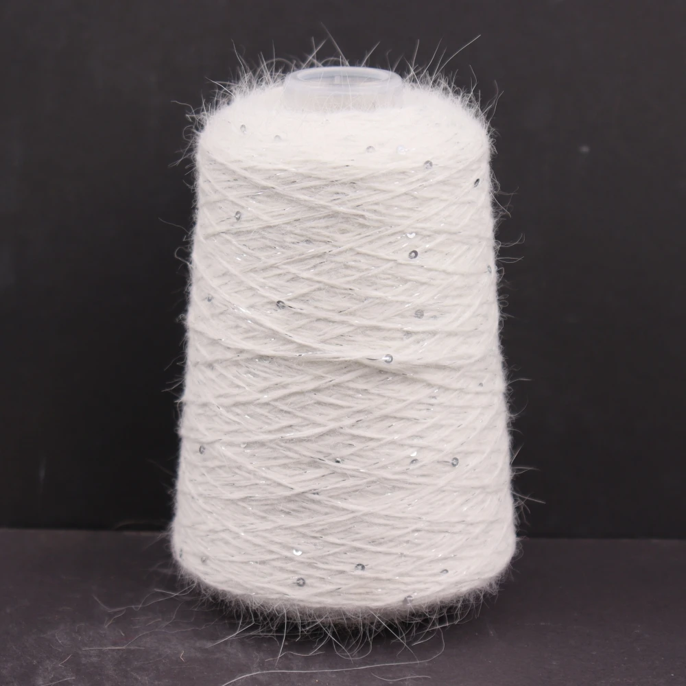 100g 600m Angora 2mm sequin lurex yarn Angora rabbit hair cashmere wool long mink yarn Soft fluffy 3