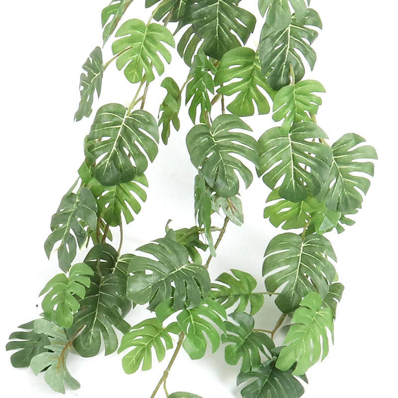 Hoja Monstera Artificial, hojas de palma falsas, vides, guirnalda Tropical, planta colgante para pared, hogar, verano, fiesta hawaiana, decoraciones de boda
