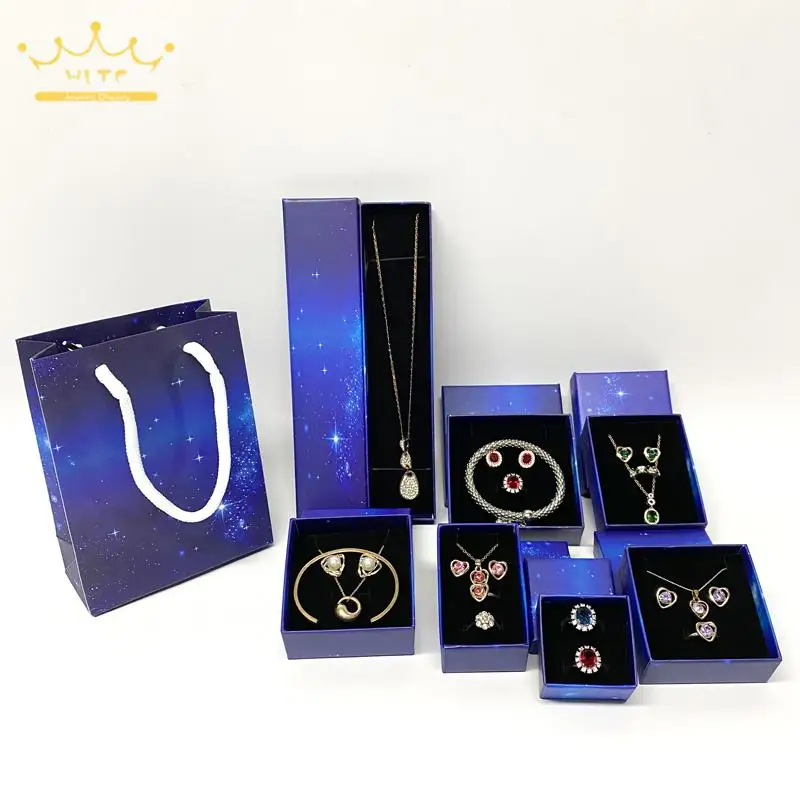Dark Blue Starry Sky Jewelry Packaging Gift Box Ring Necklace Storage Paper Box Bracelet Box 10Pcs/lot