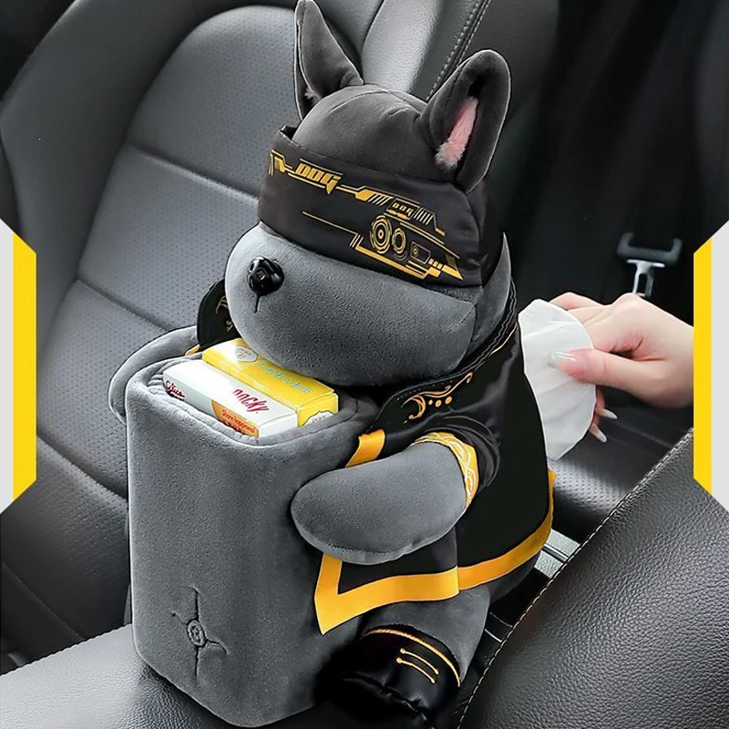 Cartoon Cute Car Tissue Box Creative Car Armrest Box Garbage Can 2 In 1 Tissue Bag Multi-functional Storage Bag For Home Office