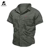New Men's Work Shirt Casual Retro 100% Cotton Short Sleeve Flying Cargo Shirt Men's Summer Fishing Hunting Multi Pocket Shirt 4