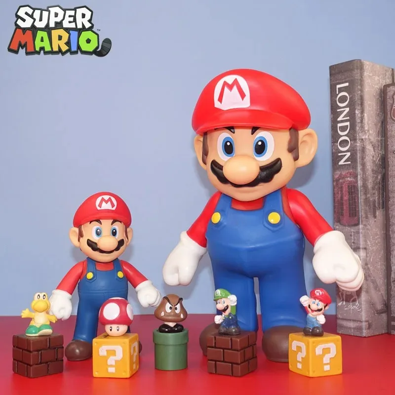 

23cm Super Mario Bros PVC Action Figure Luigi Bowser Yoshi Anime Collection Ornaments Model Doll Toys Children Birthday Gifts
