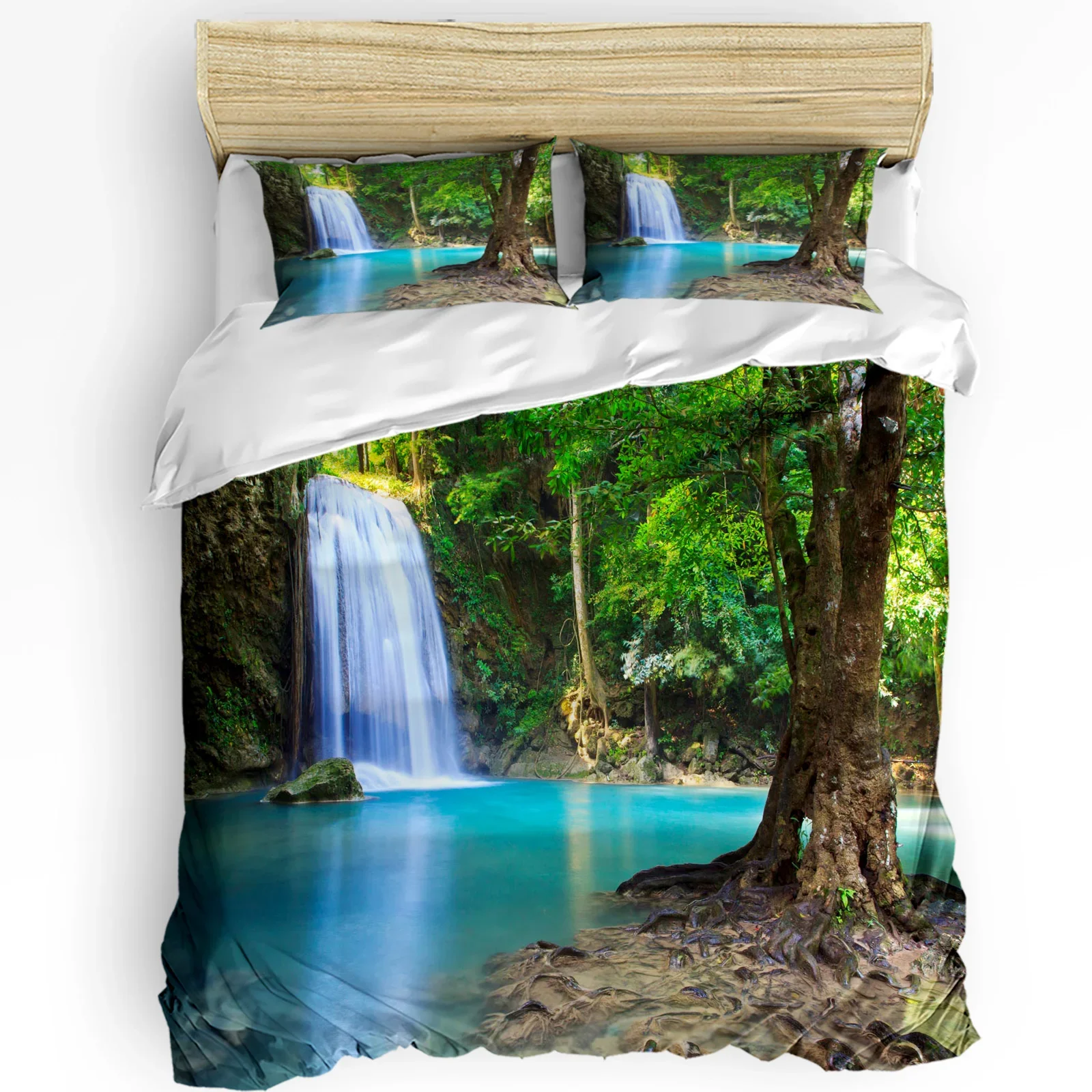 

Green Forest Waterfall Jorin Printed Comfort Duvet Cover Pillow Case Home Textile Quilt Cover Boy Kid Teen Girl 3pcs Bedding Set