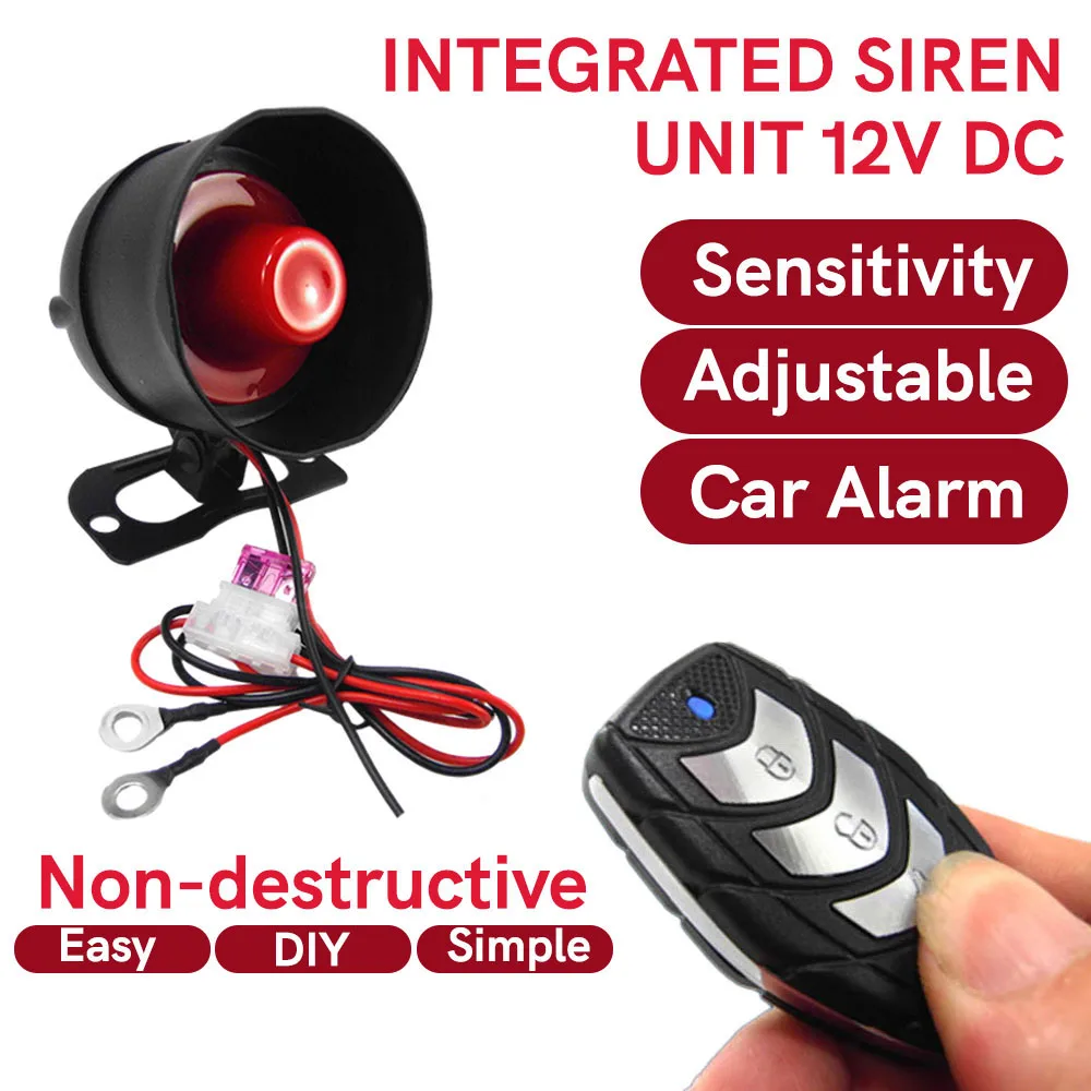 DC 12V Car Alarm System 1 Way Vehicle Burglar Alarm Security Protection With 2 Remote Controller Auto Burglar For Car Motorcycle