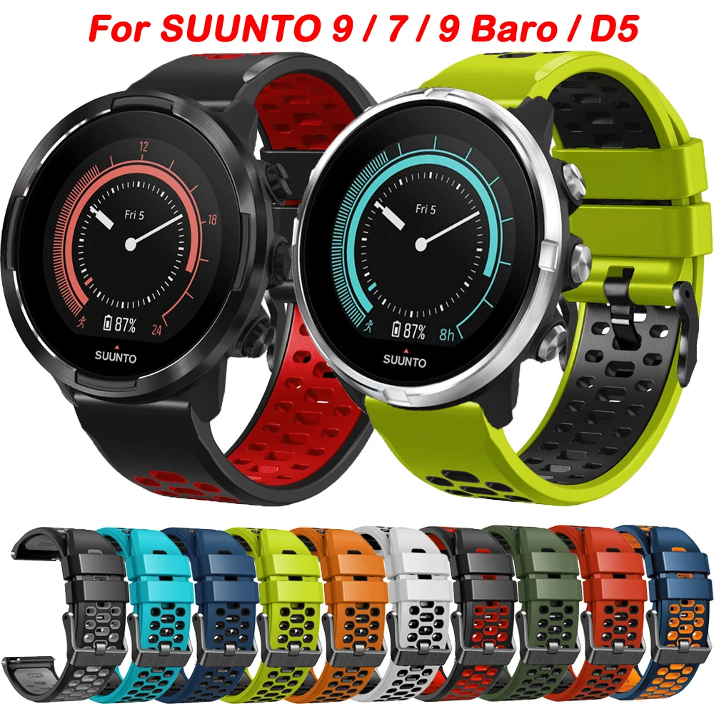 

24mm Watch Strap For SUUNTO 9/9 Baro/7 D5 Spartan Sport Wrist HR Baro Bands Silicone Wristband Watchband Replacement Bracelet
