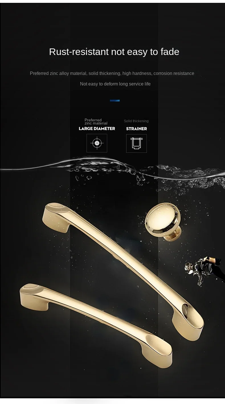 Description Picture 4 of item1 Pc Golden Zinc Alloy Cabinet Pulls Kitchen Drawer Knobs Door Knocker Cupboard Knob Wardrobe Handles Furniture Hardware