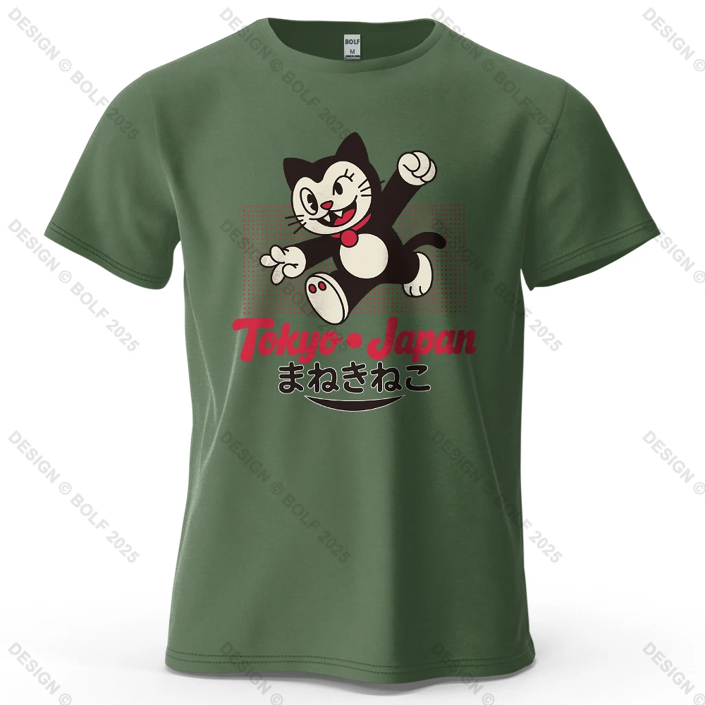 Tokyo Japan Maneki Neko Graphic Oversized Cotton T-Shirt – Unisex Streetwear Tee