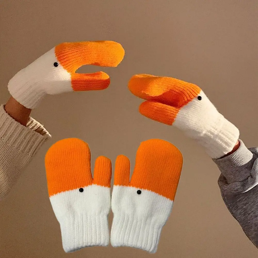 Big Goose Shape Mitten Gloves with Thickened Fleece to Keep Warm Women's Gloves Cold Protection Finger-separated Gloves