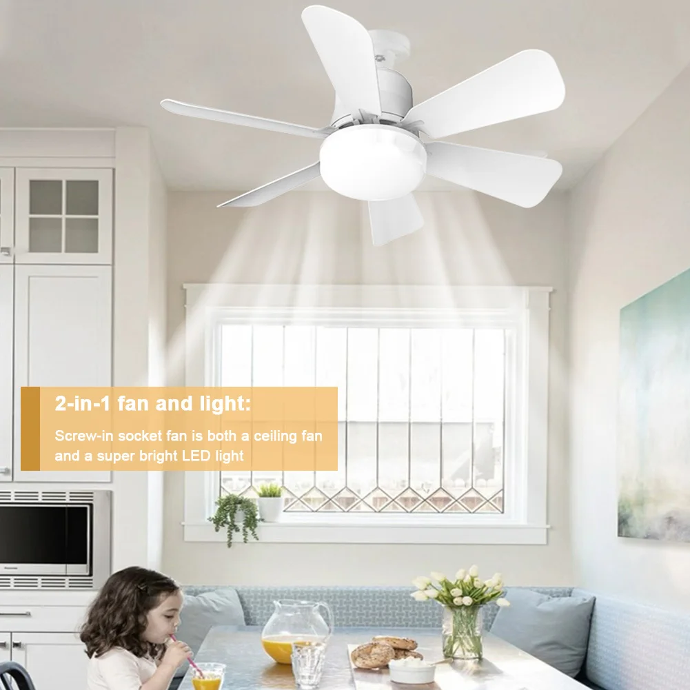 Modern White Ceiling Fan with LED Light and Remote Control