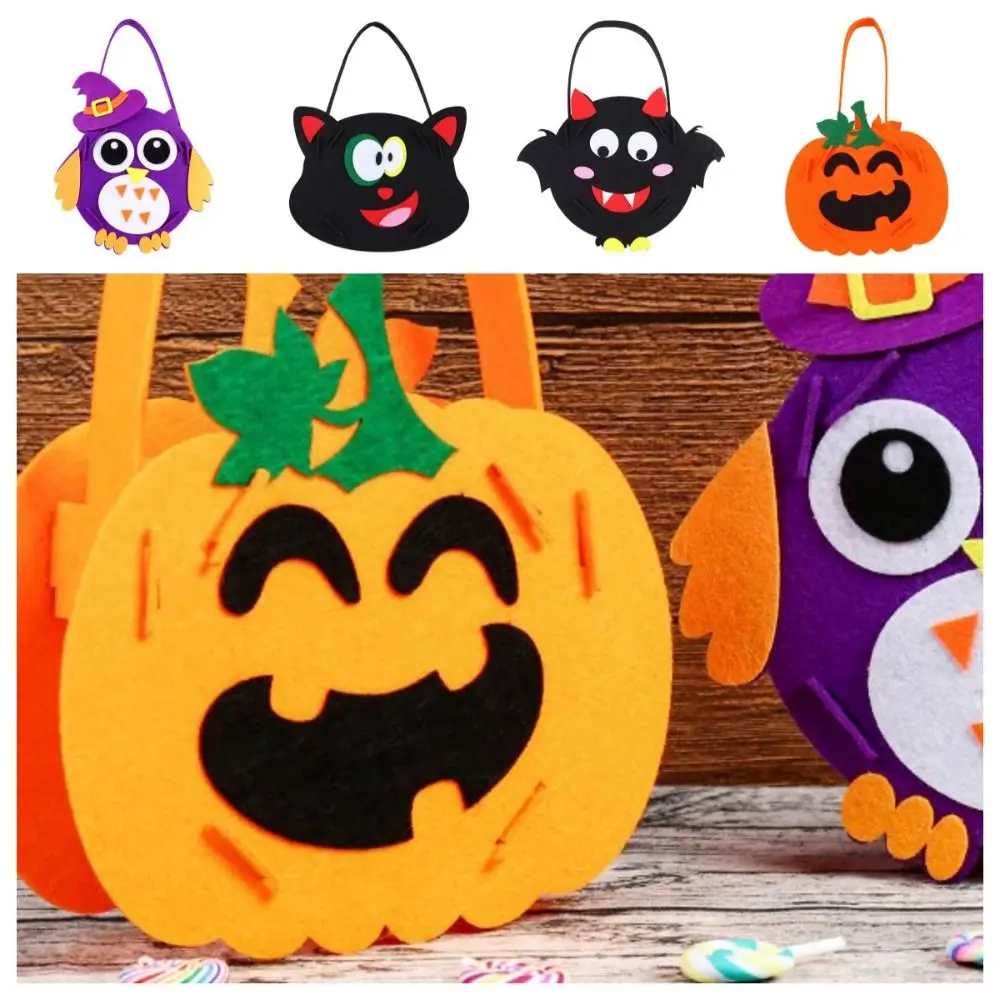 DIY Halloween Candy Bag DIY Trick or Treat Bag Non-woven Fabric Portable Ghost Bat Pumpkin Bag for Kids Party Halloween Gift 2021 halloween decoration cute ghost garlands ghost festival party diy trick or treat party boo happy halloween party for home