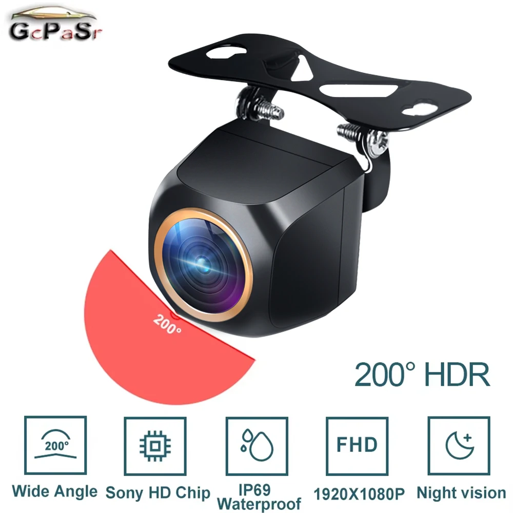 GcPaSr AHD 1920x1080P Car Rear View Camera 200° Fisheye Golden Lens Full HD Nigh