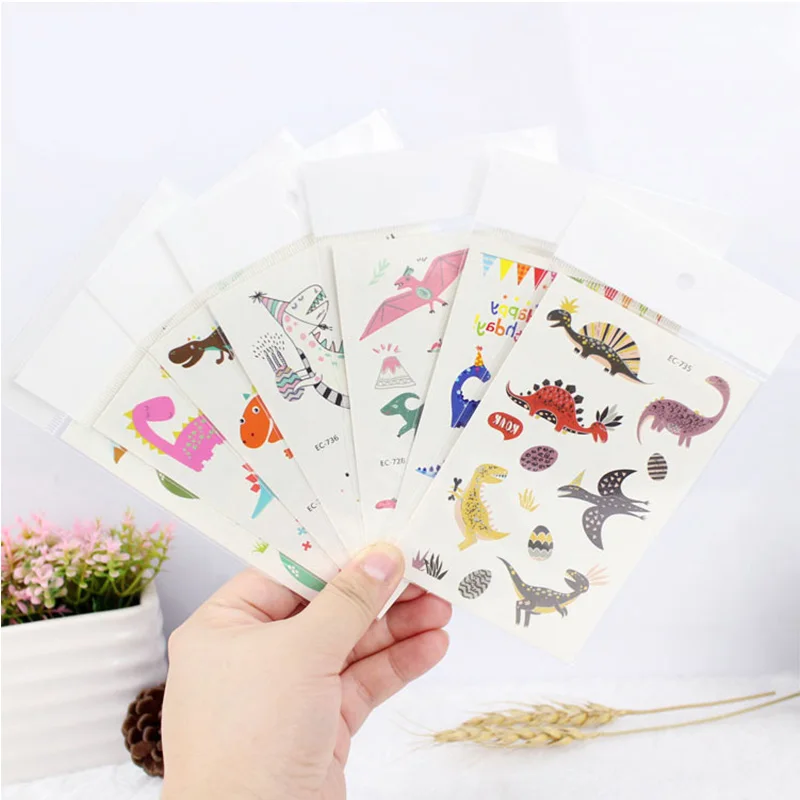 Dinosaur Tattoo Set For Kids Boy Birthday Decoration Dino Egg Volcano Dino Temporary Tattoo Stickers Dino Party Games Baby gifts