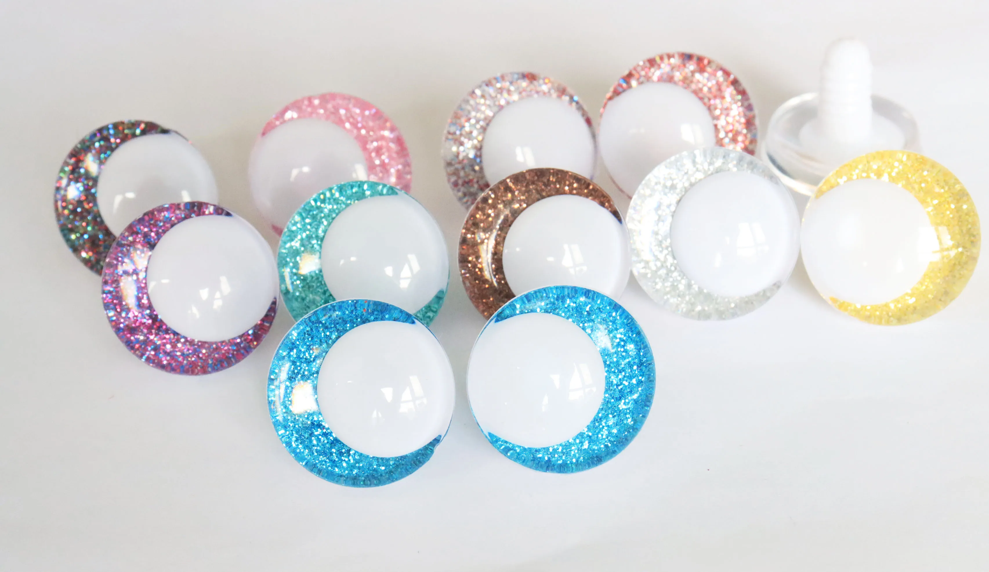 20pcs Multicolor 14mm-35mm Glitter Comical Toy Eyes with Hard Washers