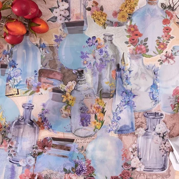 20PCS World In A Bottle Series Decorative PVC Stickers Pack Vintage Flower Sticker Scrapbooking Label Diary Journal Planner