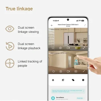 Xiaomi Smart Camera C300 - Doppi obiettivi tele/larghi, visualizzazione rapida, doppi funzioni di monitoraggio AI