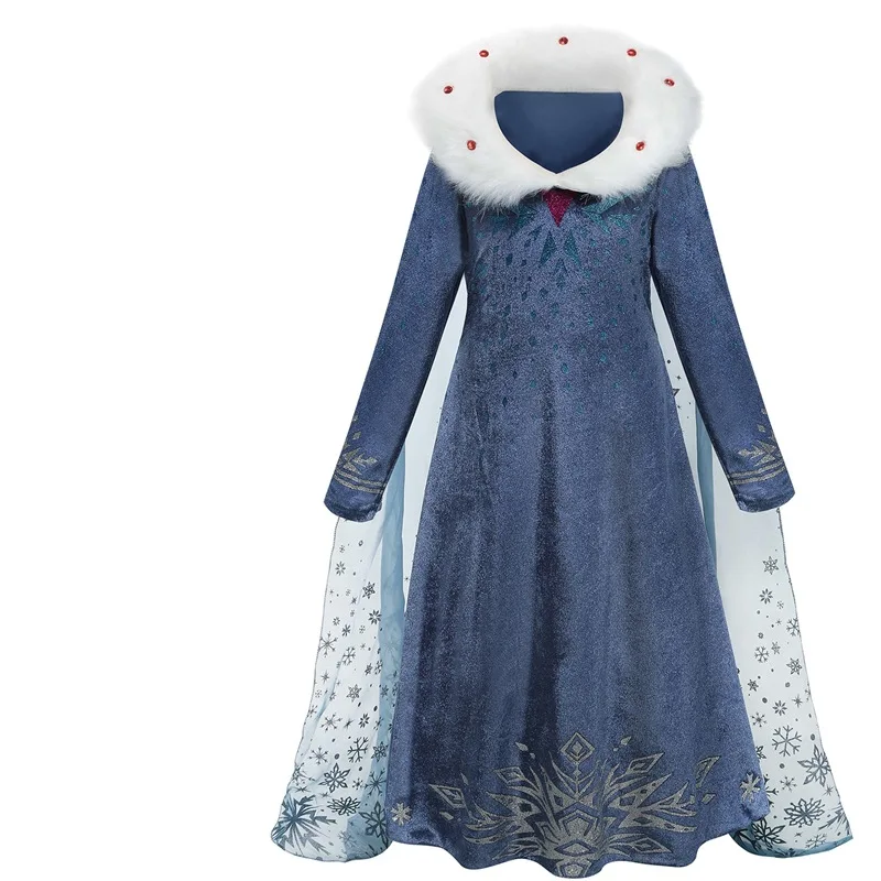 Winter Herbst Kind Geburtstag Party Prinzessin Weißes Kleid Elsa Lange ärmel Pailletten Mesh Vestidos Cosplay Kleid Karneval Mädchen Kleid – Detail 2