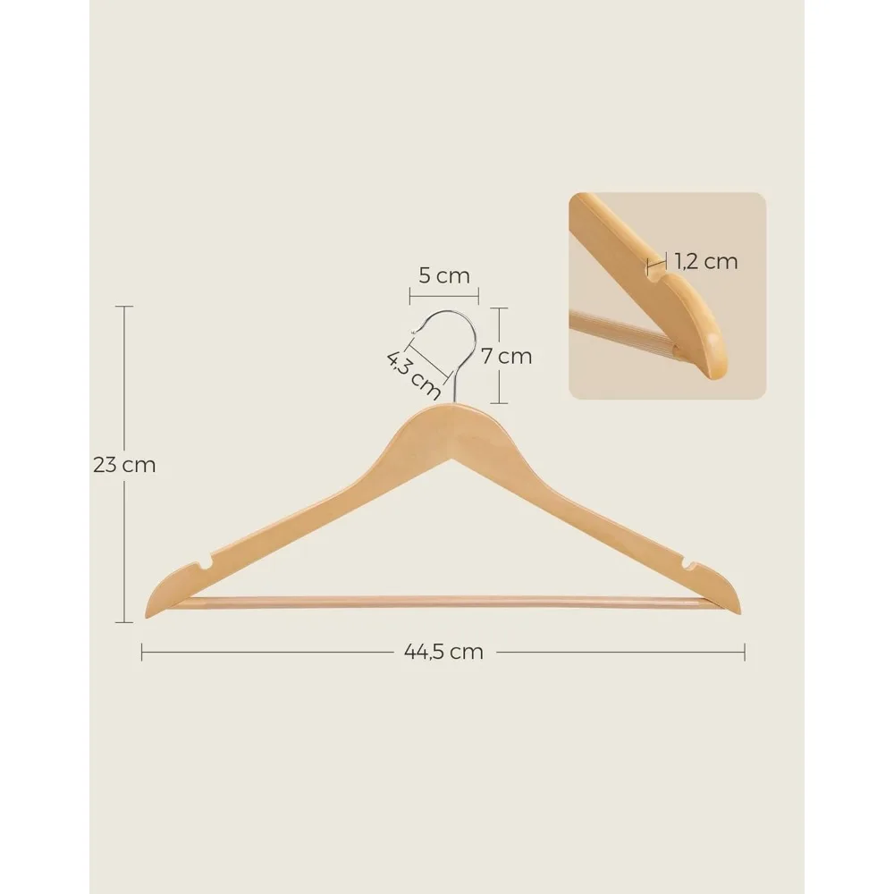 Wooden Coat Hanger Solid Wood Hangers Non-Slip Clothes Hangers Notches in Shoulder Area 360&deg; Rotating Hook 10pcs clothes hanger storage hanger