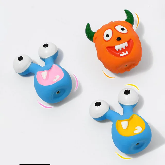 Pet Latex Toy Cartoon Alien Monster - Dog Chew Toy, Bite-Resistant, Squeaky, for Puppies Small Dogs, Teething Cleaning,