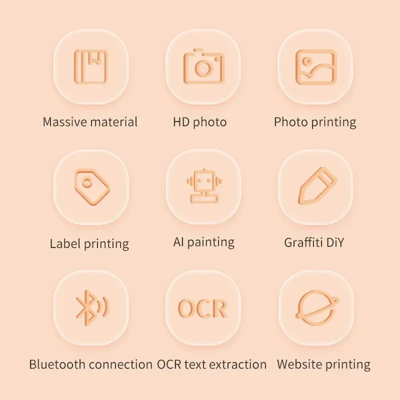 GlowMart X7 Mini Pocket Printer Wirelessly BT 200dpi Sticker Printer Type-C Rechargeable Portable Thermal Built-in 800mA