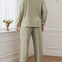 Elegant Casual 2-Piece Suit | Zipper Collar Long-Sleeve Top & Wide-Leg Pants, Soft Skin-Friendly , Trendy Daily Wear - Image 6