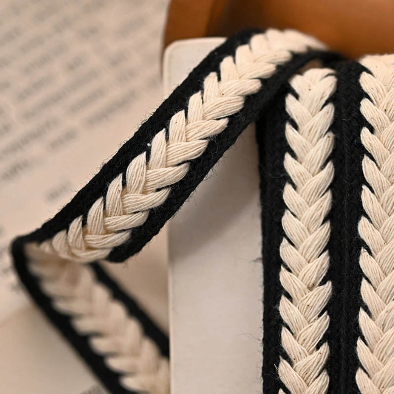 1.5CM Wide Color Cotton Braid Weaved Ribbon Frills Lace Collar Trim Fringe For Curtains Apparel Fabric Headwear Sewing DIY Craft