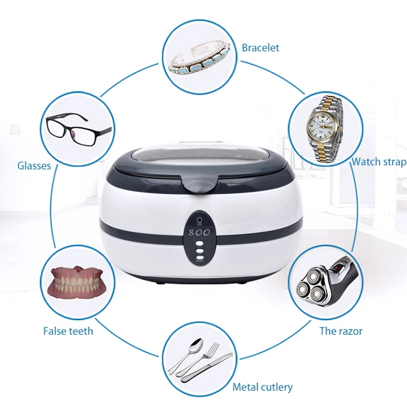 Ultrasonic Cleaner Ultra Sonic Bath Cleaner Mouth Guards Jewelry Watch Glasses Razor Dental Ultrasound Cleaning Machine Cleaner 2
