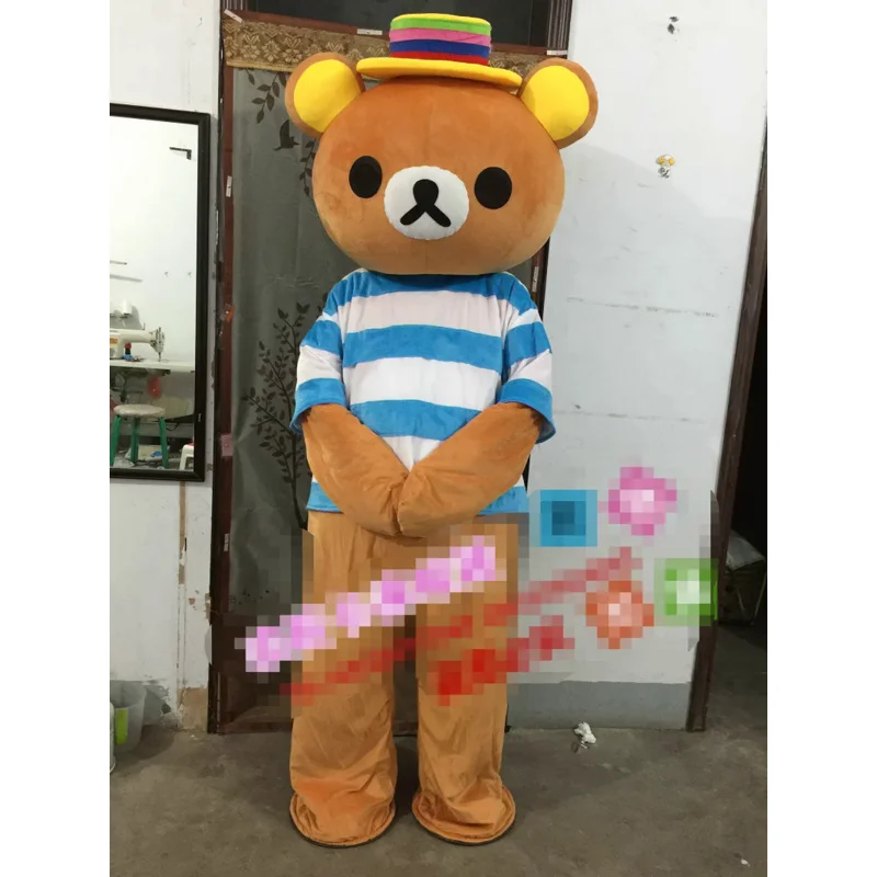 

Cute bear mascot costume black hat bear