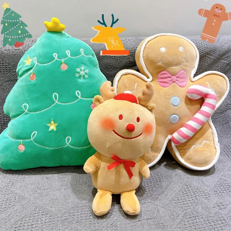 

Plush Throwing Pillow Christmas Series Elk Five Pointed Star Gingerbread Man Car Living Room Seat Home Decoration Throwing Pillo