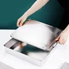 Stainless Steel Flat Bottom Storage Tray with Lid Square Food Plate Cake Bread Pastry Baking Pan Dish Bakeware Kitchen Tools 5