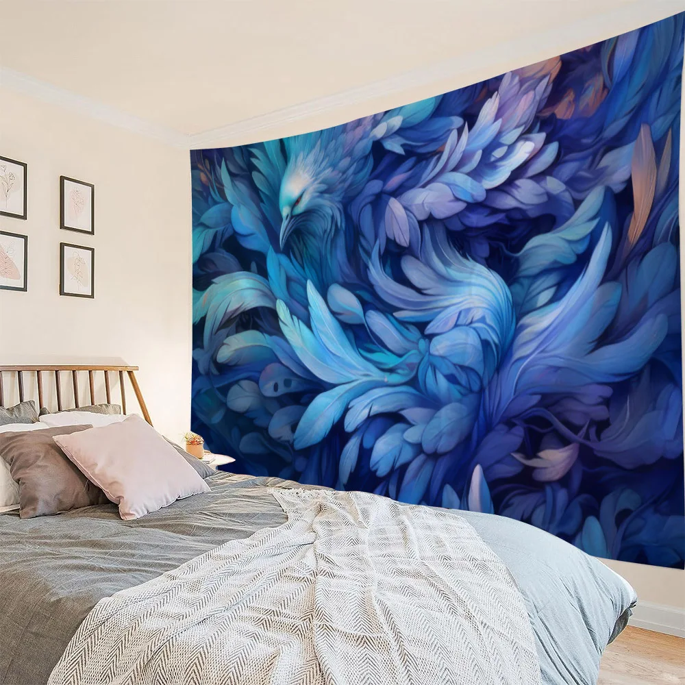 Arazzo Murale Fenice Stile Bohémien - Tapestry Con Uccello Magico Per Decorazione Parete, Copriletto O Tovaglia (70x100 Cm)