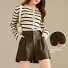 Women's High-Waisted Leather Shorts