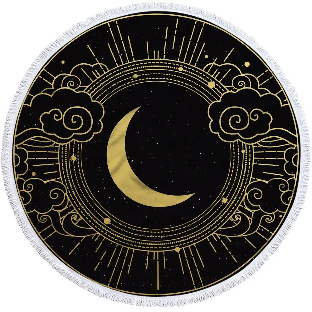 Mandala Round Beach Towel Sun Moon Shower Bath Towels Creative Abstract Sandless Bohemian Beach Blanket Cover 4