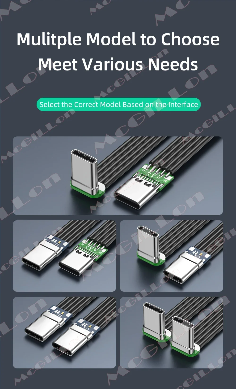 Universal Silicone Angled USB-C Charging Cable - Flat, High-Speed 60W, Multiple Lengths