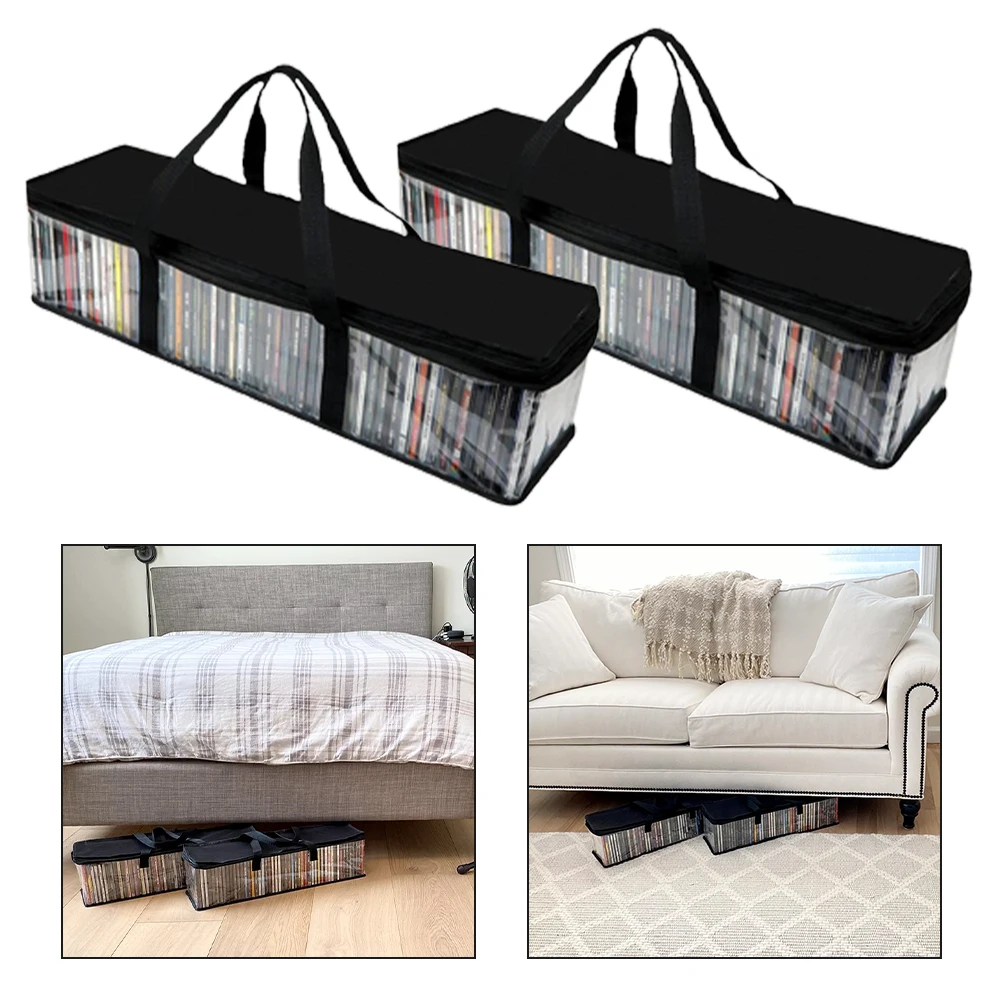 2pcs For Movies Media Case Video Games With Handles Zipper Home CD Storage Bag Organizer Dish Holder Protective Cover