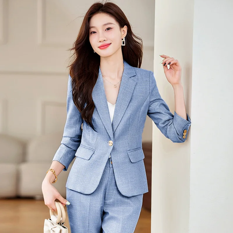Women's Plaid Blazer2024New Spring and Autumn High-end Elegant Casual Suit Business Suit Formal Suit 2