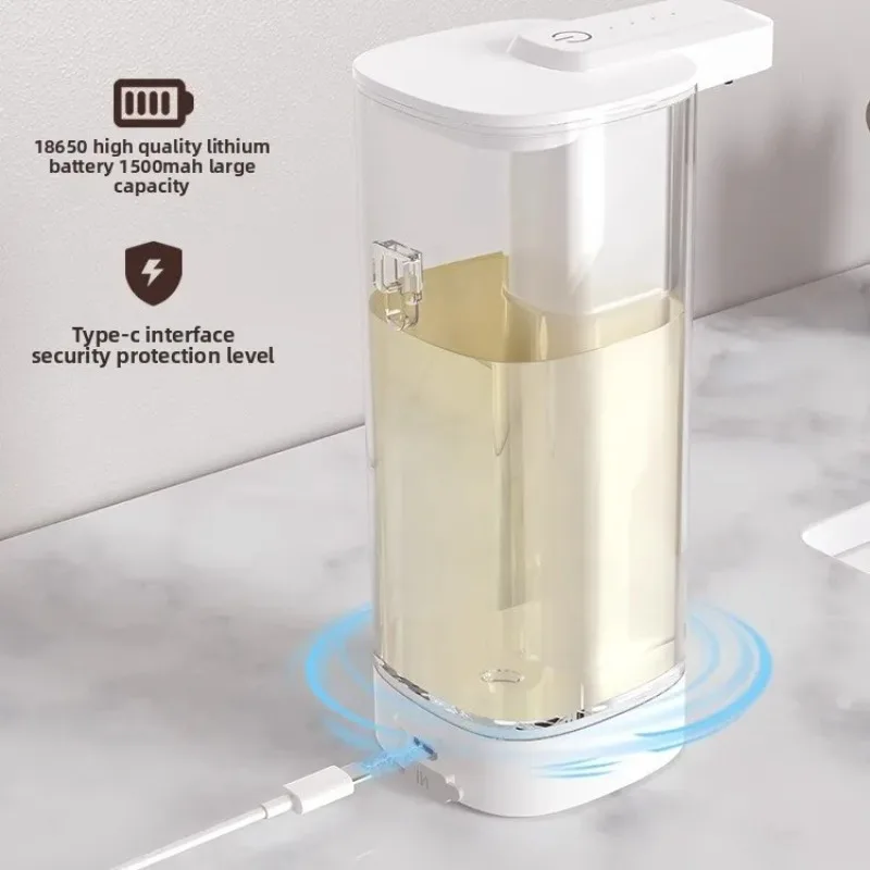 500ML Automatic Soap Dispenser Waterproof IPX5 Touchless Soap Dispenser Type C Rechargeable Wall Mount Hand Dish Auto Dispenser