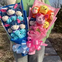 Disney Cartoon Winnie the Pool Eeyore Bouquet Gift Box Stuffed Animals Flower Bouquet Home Decoration Valentine Christmas Gifts 2