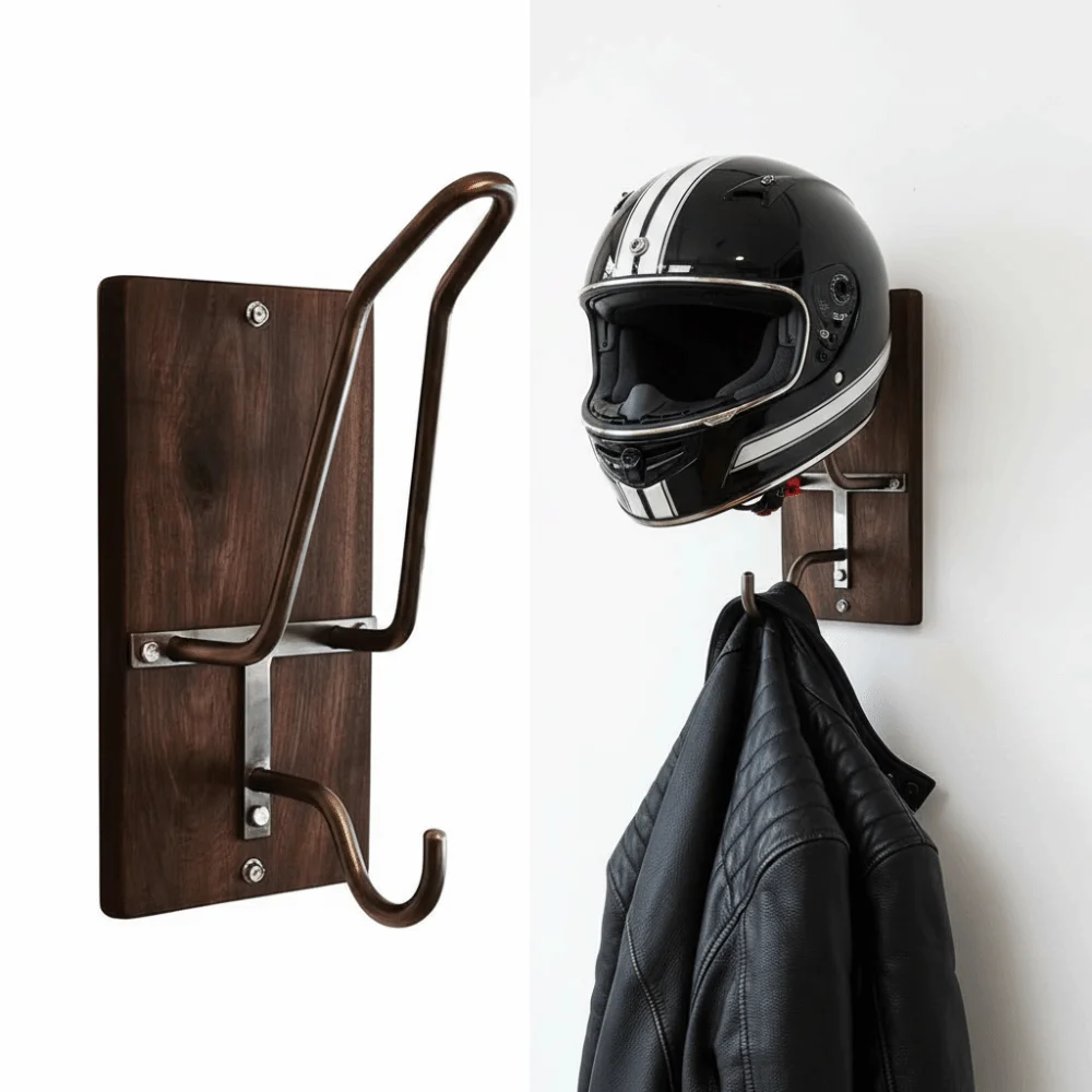 Multi-functional Motorcycle Helmet Holder Steel Sturdy Wall Mount Rack with Screws Convenient Helmet Hook Living Room Display