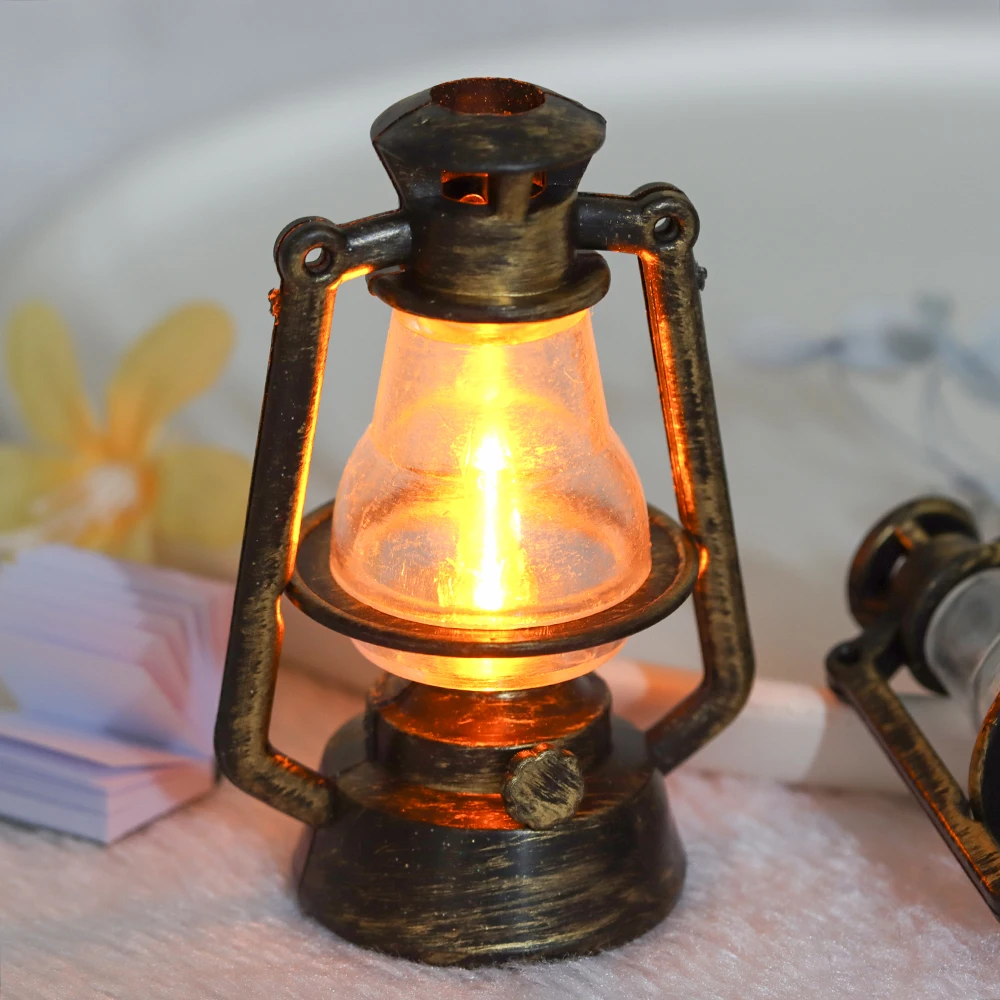 Miniature Oil Lamp Dollhouse Accessory PP Plastic Retro Style