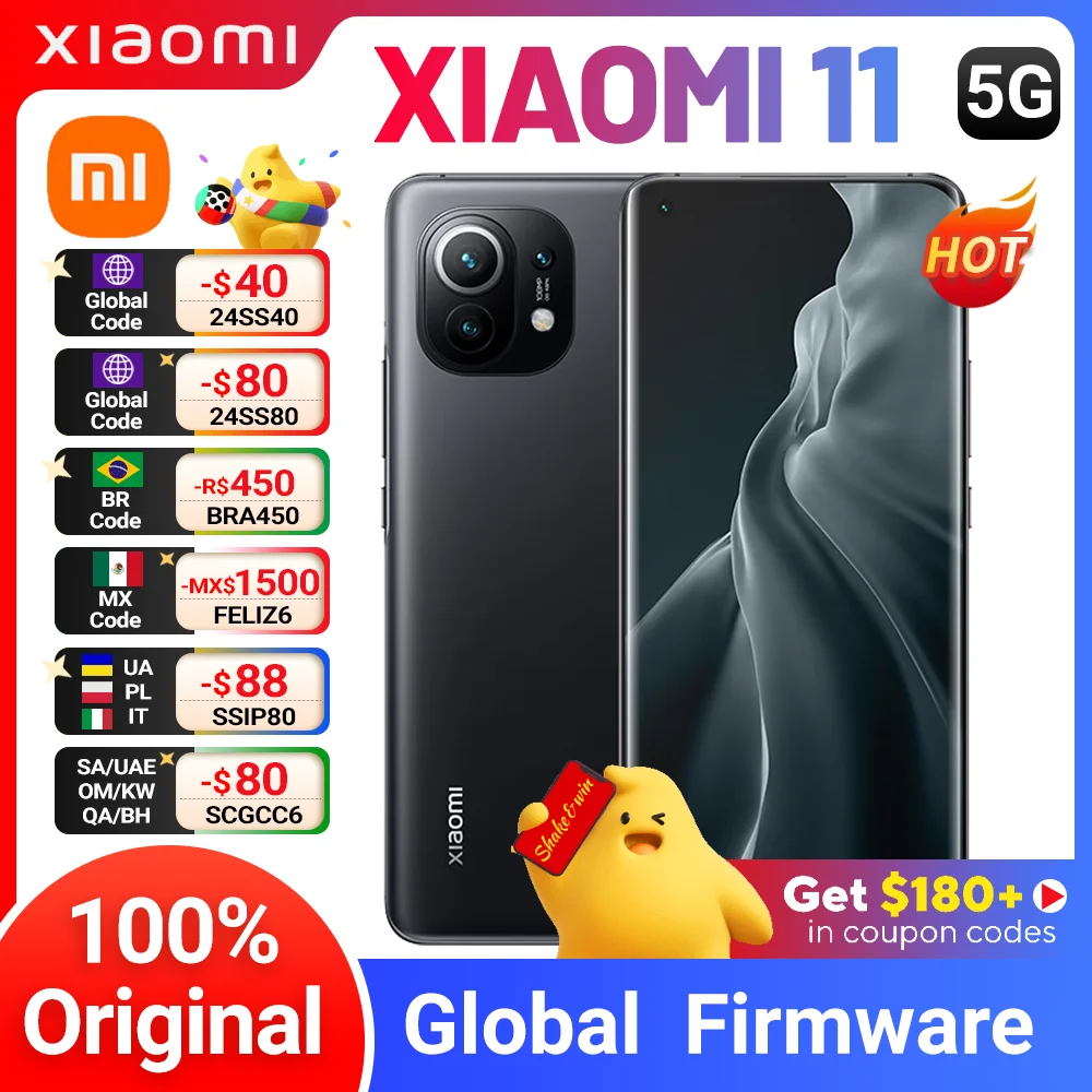 샤오미 미 11 5G 2GB ROM 256GB 안드로이드 6.81 인치 RAM 1 퀄컴 스냅드래곤 888 중고 휴대폰 