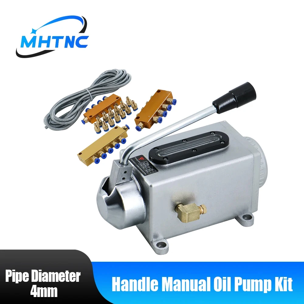 CNC Oil Pump Kit 4mm Injuction Lubrication Pumps With Oil Pipe And Grease Nipple lubricating Handle Manual oil pump injector