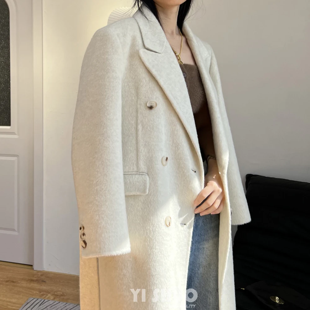 Korean Brand High Quality Off White Double Sided 100% Wool