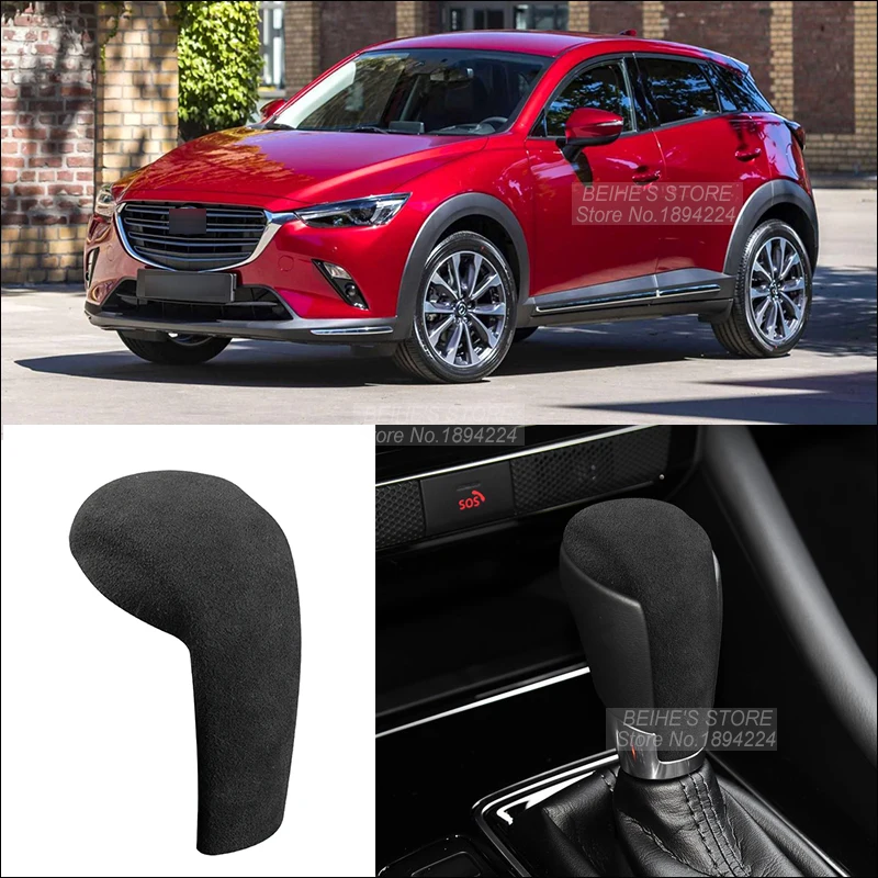 

Alcantara Suede Gear Shift Cover Car Interior Head Shifter Knob Frame Trim Protection Case For Mazda CX-3 2018-2022