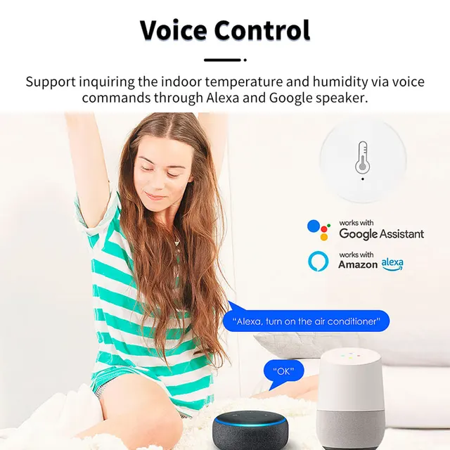 Tuya Zigbee3.0 Z2MQTT Temperature Humidity Sensor Indoor Hygrometer Real-Time Monitoring Work with Home Assistant Alexa Google 2