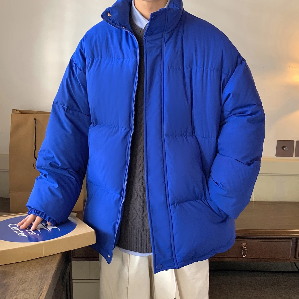 

2023 Winter Jacket Men Parkas Thicken Warm Coat Mens Stand Collar Jackets Solid Color Parka Coat Women Fashion New Streetwear