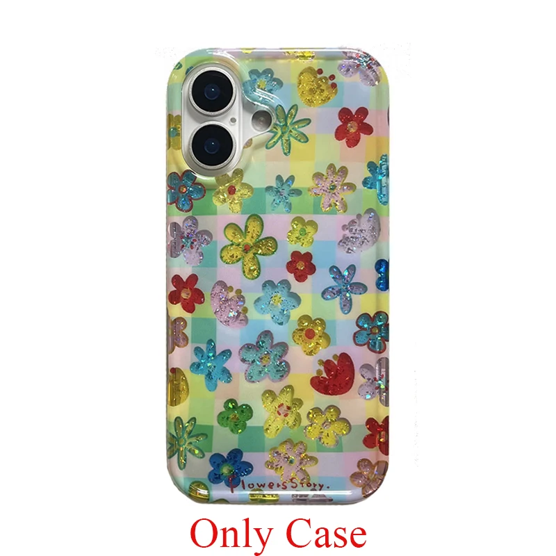 3D Colorful Flower Glitter Shockproof Phone Case - Enhanced Protective Back Cover