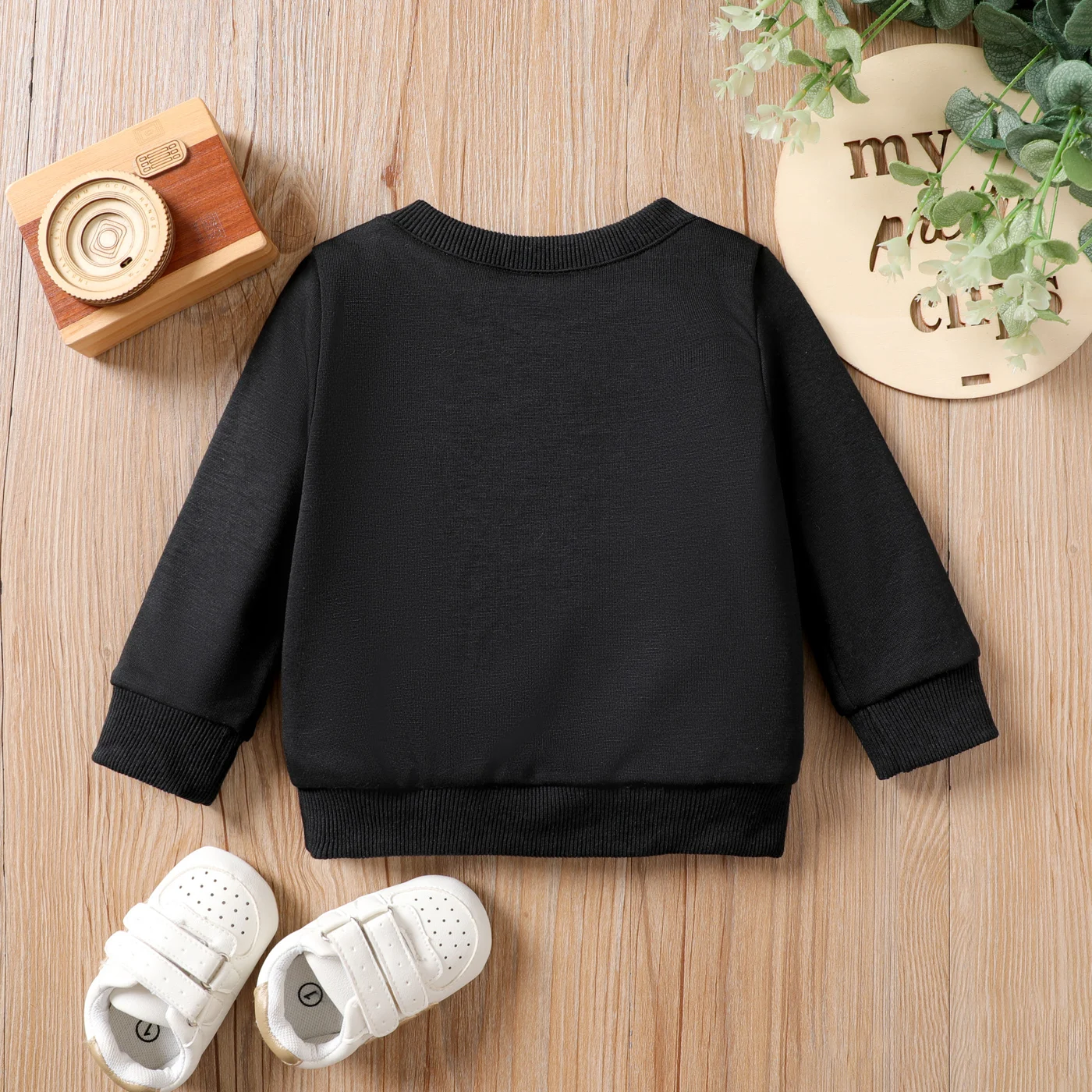 PatPat 여아 및 남아용 레터 프린트 캐주얼 긴팔 탑